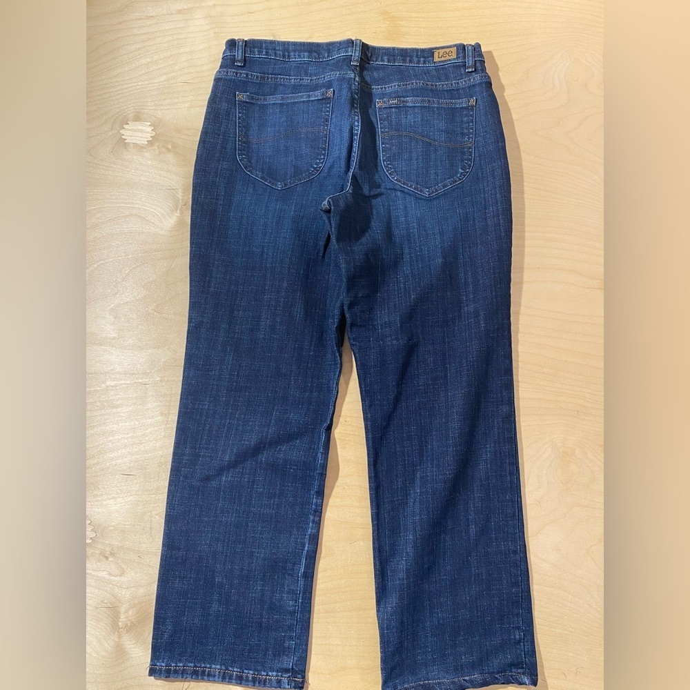 Lee Women's Dark Blue Straight-Leg Mid Rise Jeans 14 Short (QO) - Picture 7 of 7